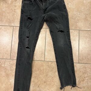 American Eagle Outfitters Charcoal Ripped Skinny Jeans